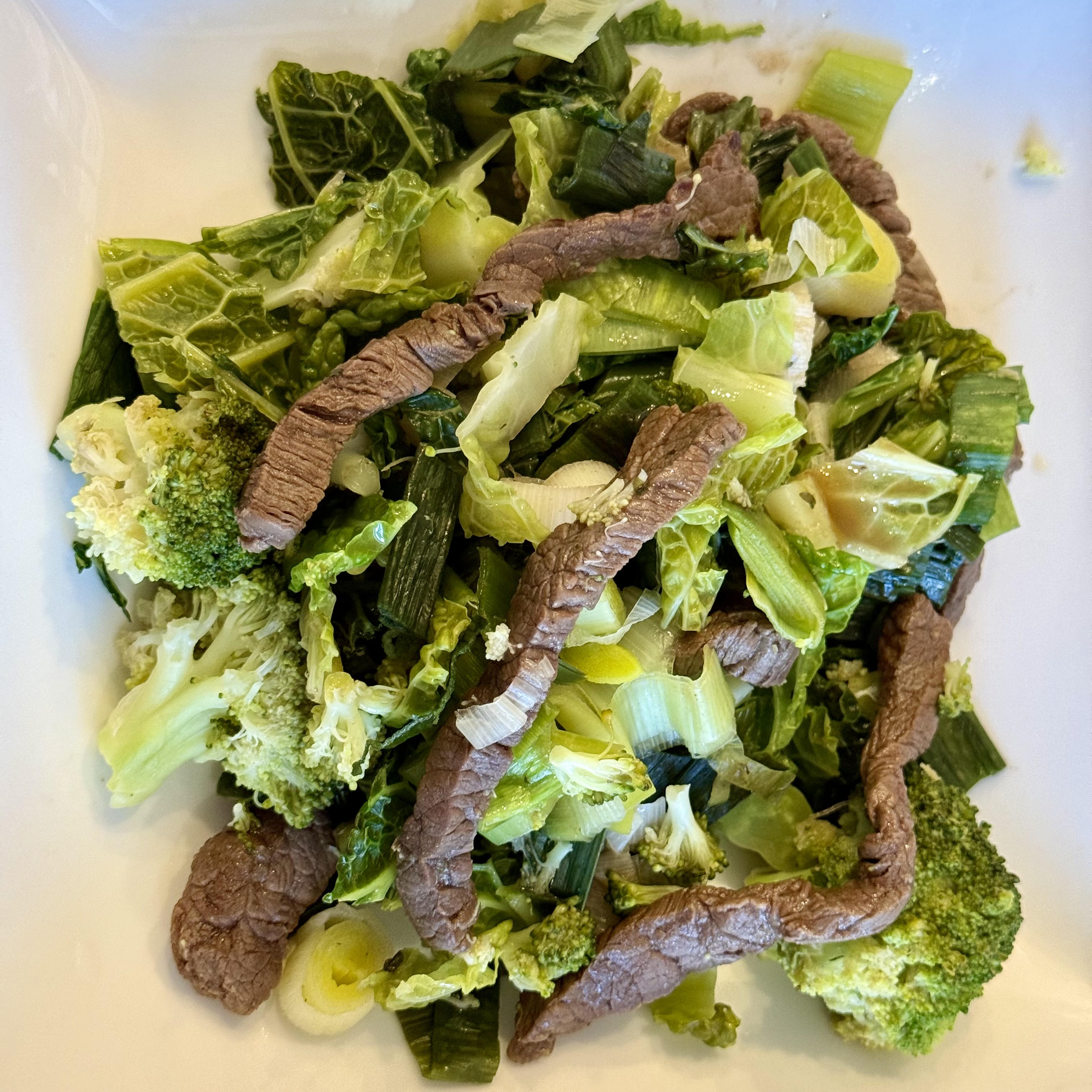 Wok de bœuf et légumes verts